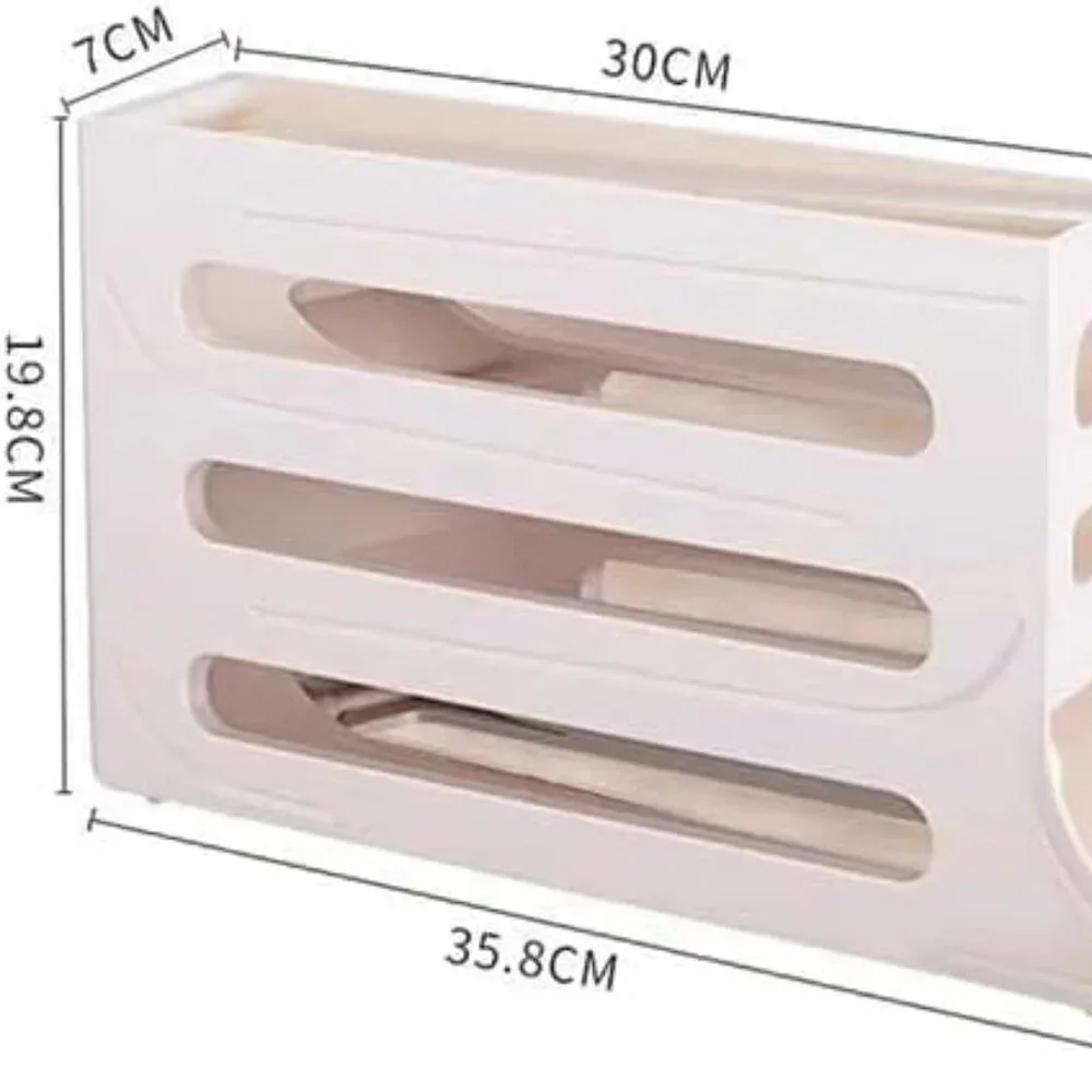 NEW Ivory Egg Organizer Sturdy Durable Plastic Auto Rolling Storage Caddy Tray